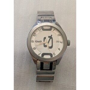 DOLCE & GABBANA DW0318 1187 Date Bangle Watch, White, Men's